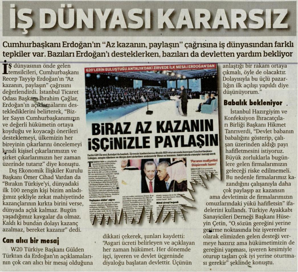 İş dünyası kararsız